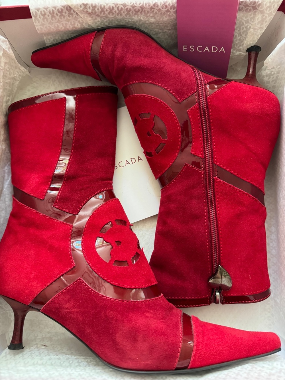 ESCADA RED SUEDE BOOTS